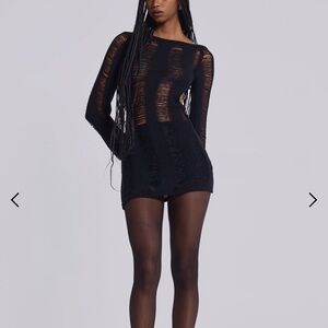 Black Umbra Shredded Mini Dress